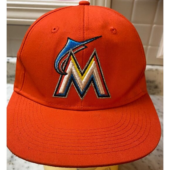 Miami Marlins MLB OC Sports ORANGE Logo Hat Cap Adult Mens Adjustable Strap Back - Picture 1 of 4